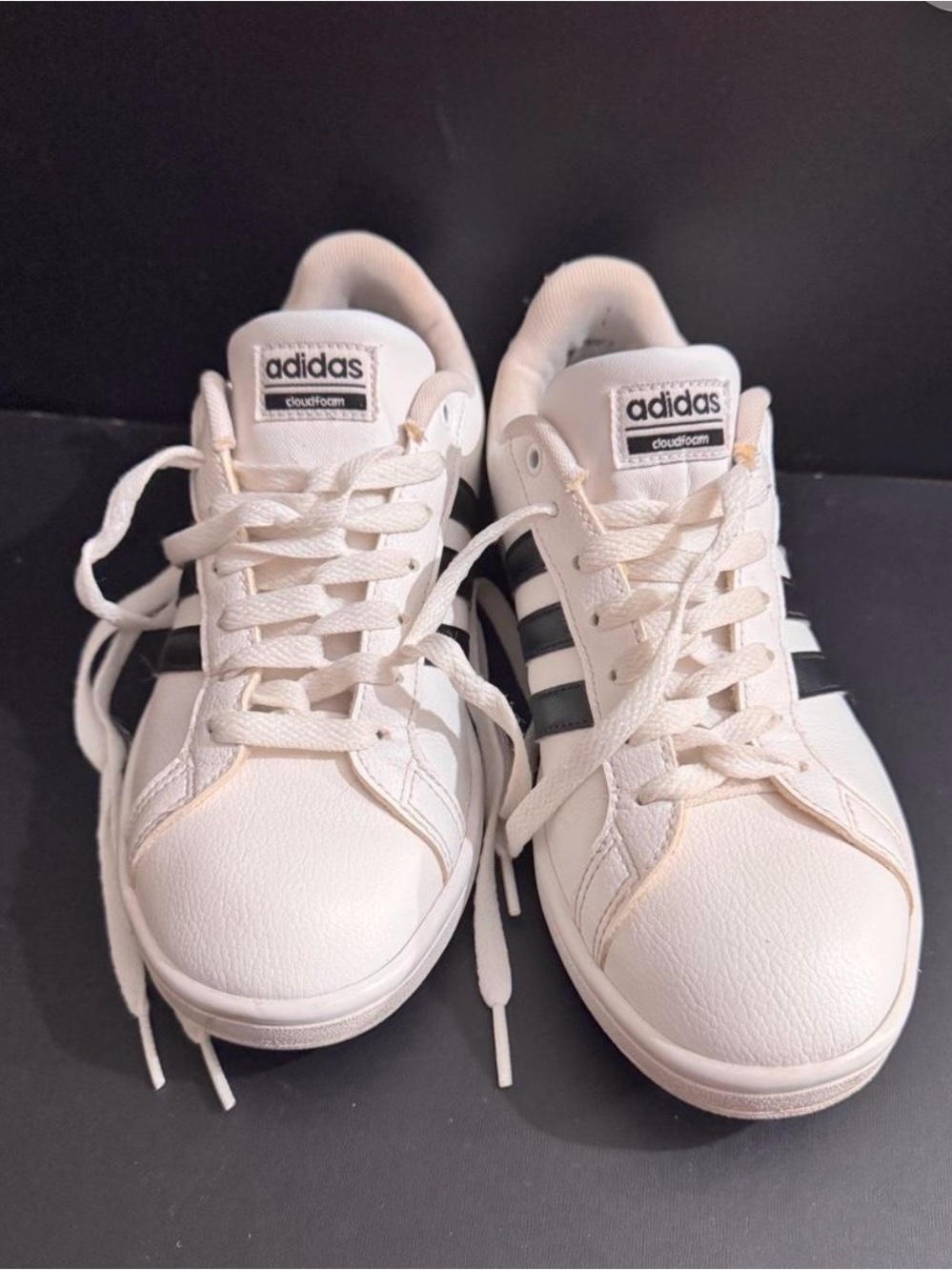 adidas White Sneakers with Black Three-Stripes